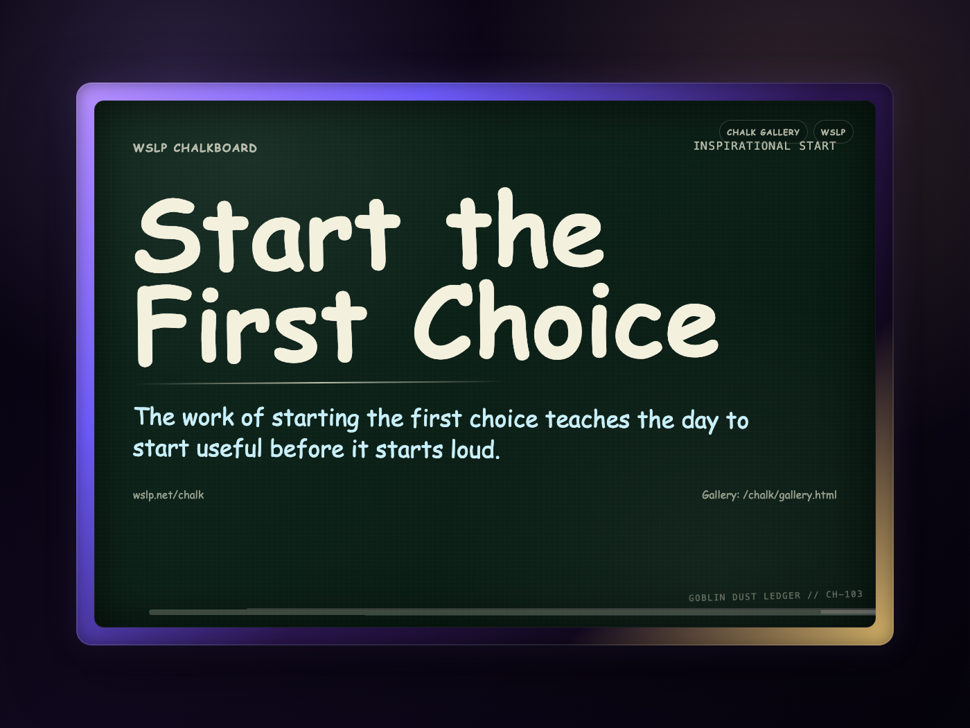Chalk CH-103: Start the First Choice